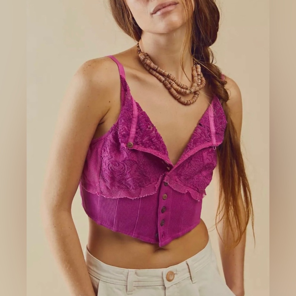 NWOT Free People Have My Heart Cropped Tank Top